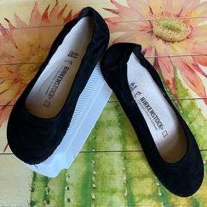Birkenstock Celina II Black Suede Ballet Flats 10